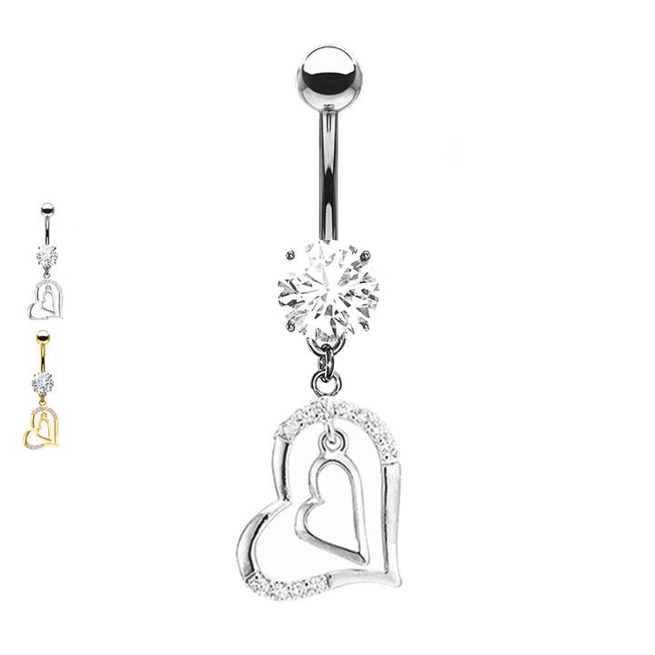 Crystal Heart Belly Button Piercing - PD-236 for wholesale by Awaken