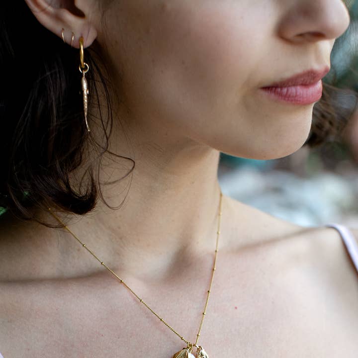 Peter and June - Wholesale Pendant/Charm Necklace - Pesce Pearl Necklace - 18K Gold Plated + Freshwater Pearl