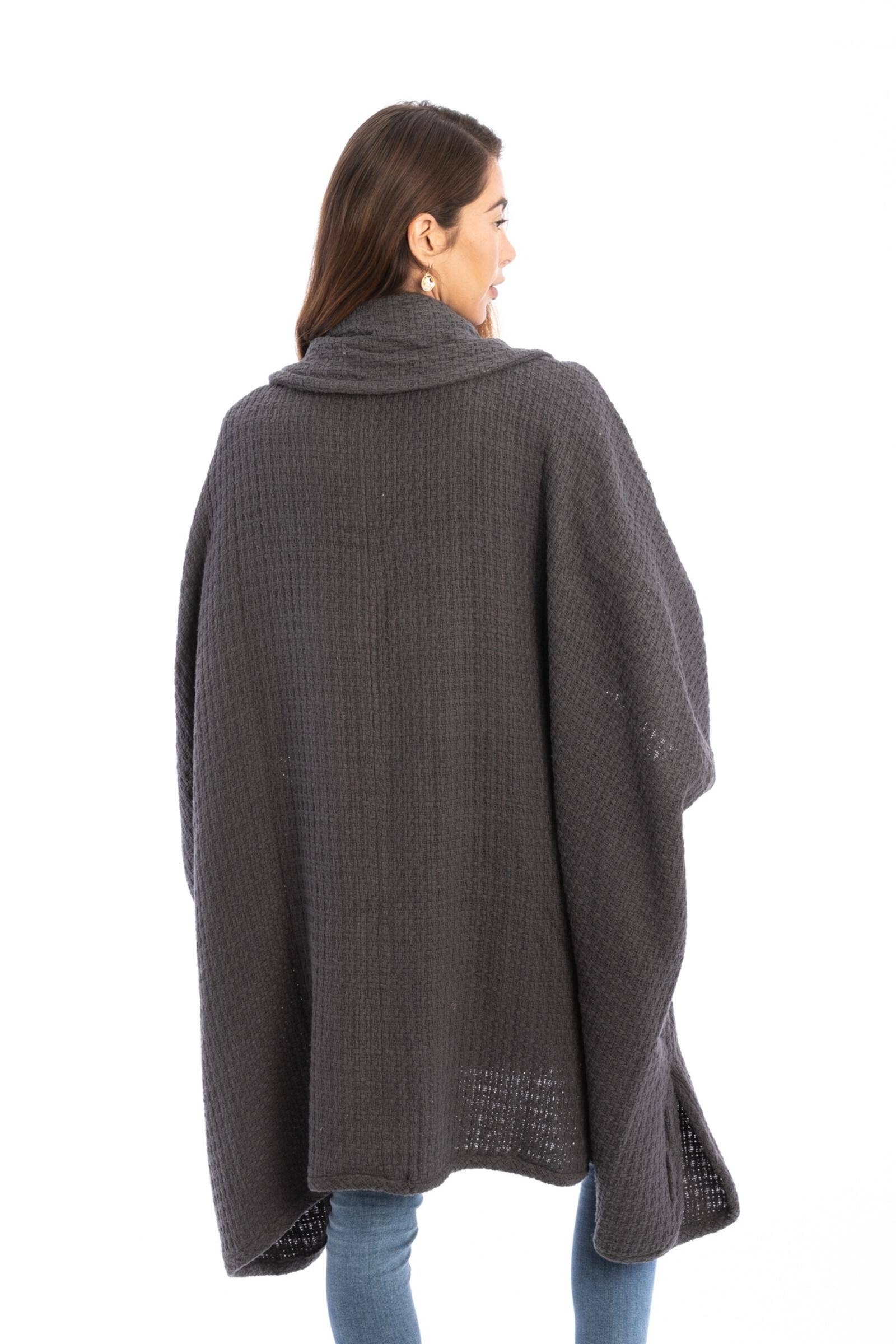 SAACHI - Wholesale Kimono - Women's - Comfy Oversized Waffle Knit Collared Jacket9