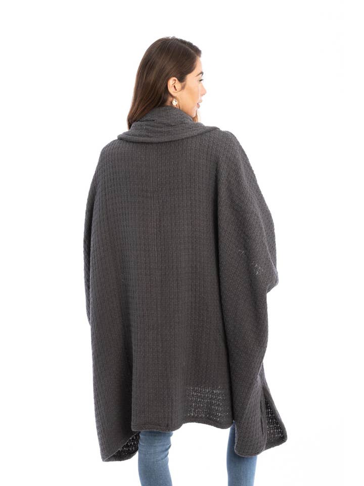 SAACHI - Wholesale Kimono - Women's - Comfy Oversized Waffle Knit Collared Jacket9