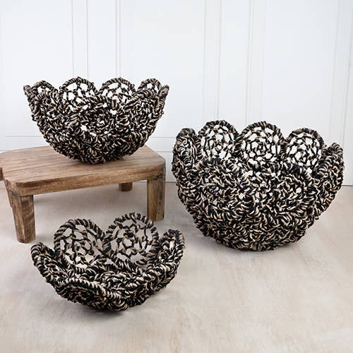 India Handicrafts Inc - Wholesale Basket - Woven Flower Basket Set0