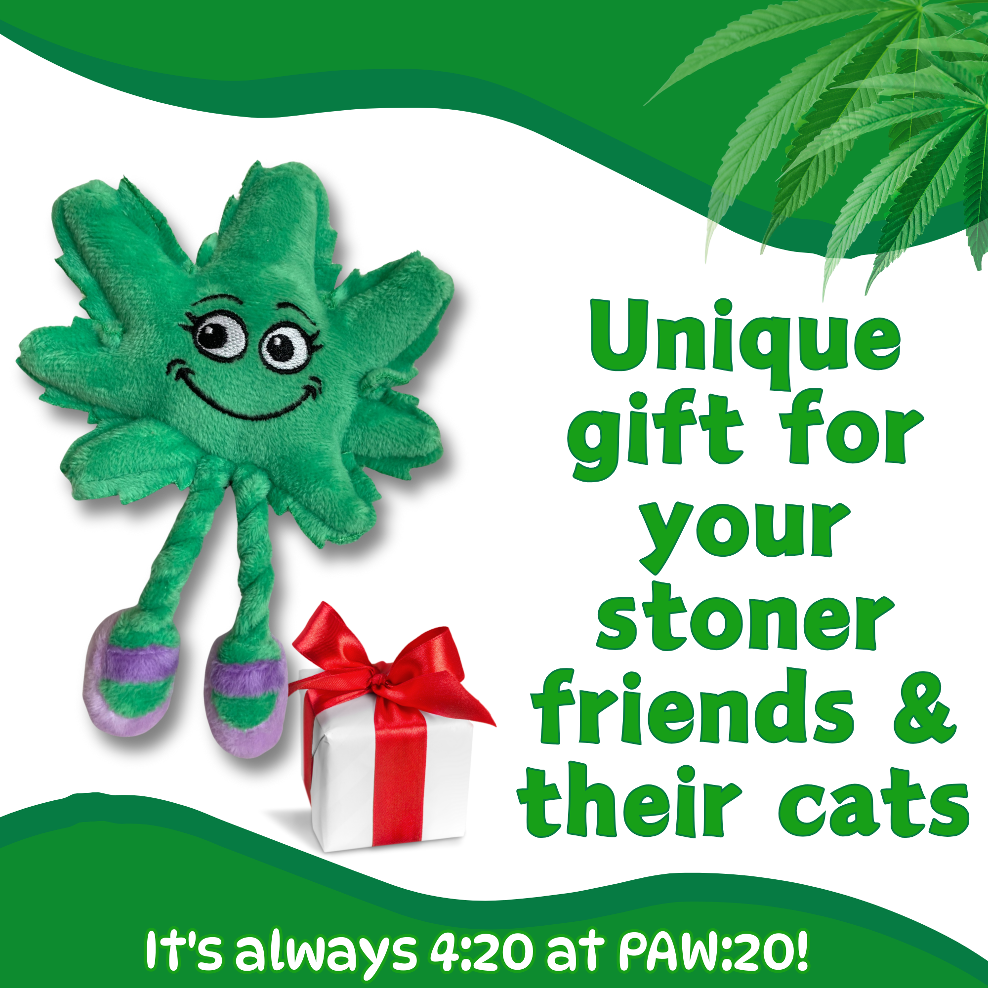 PAW:20 - Wholesale Pet Toy - Cat - Lil' Mary Jane the Marijuana Leaf, Plush Catnip Cat Toy4