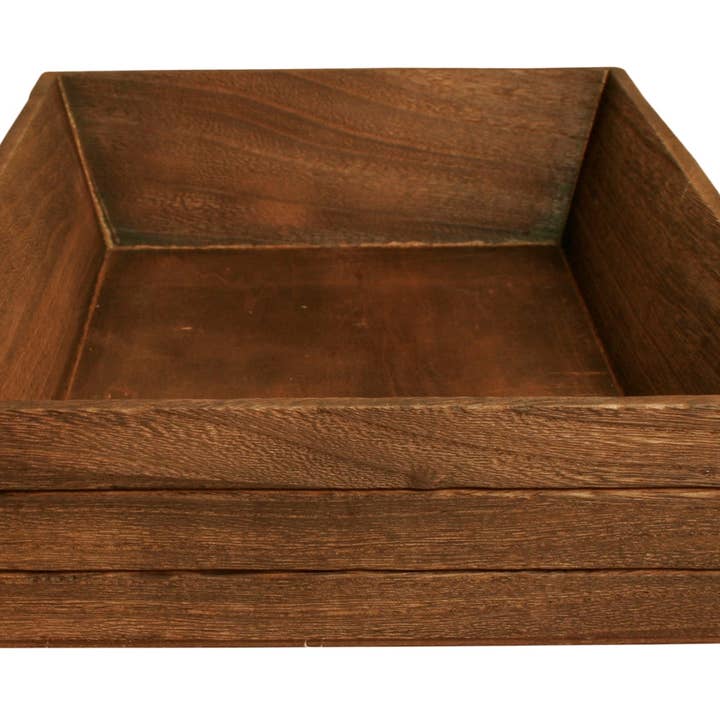 WALD IMPORTS - Wholesale Serving Tray - 17" Dark Stained Wood Grooved Serving Tray5