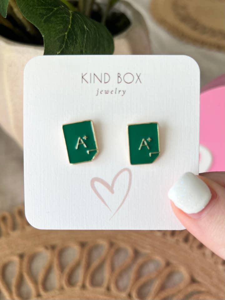Earrings: Green A+ for wholesale by Kind Box