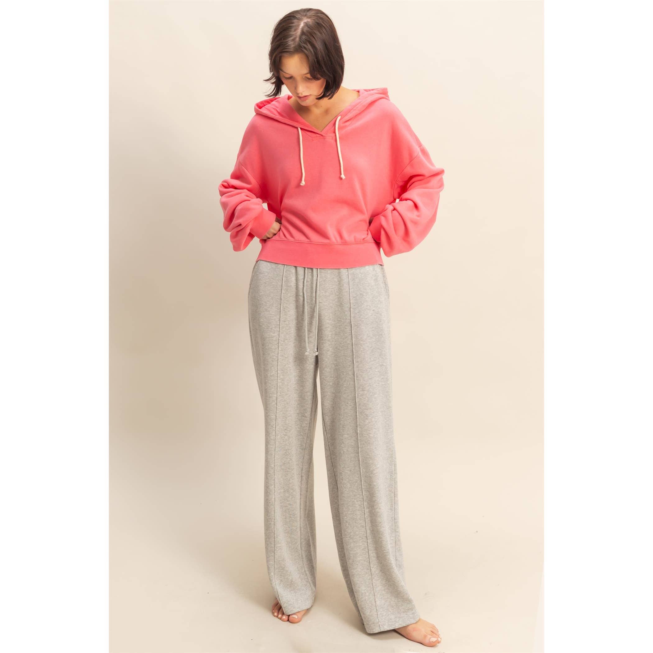 HYFVE - Vente Sweat à capuche – femme - Hoodie court à manches longues avec détail à cordon de serrage et col en V.12