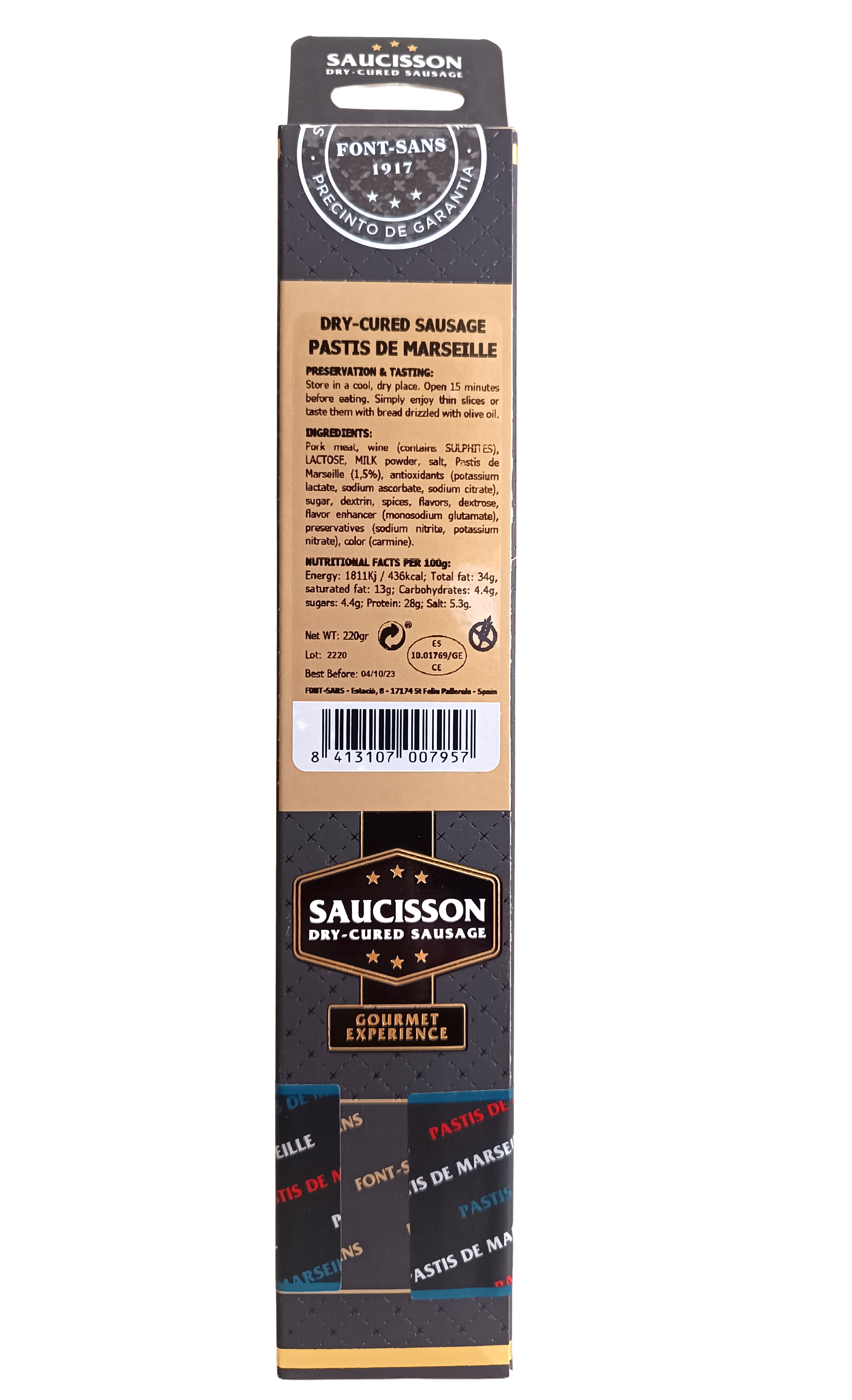 LuxFood-Shop – wholesale Salami – Gourmetbondkorv med Pastis de Marseille - Font-Sans2