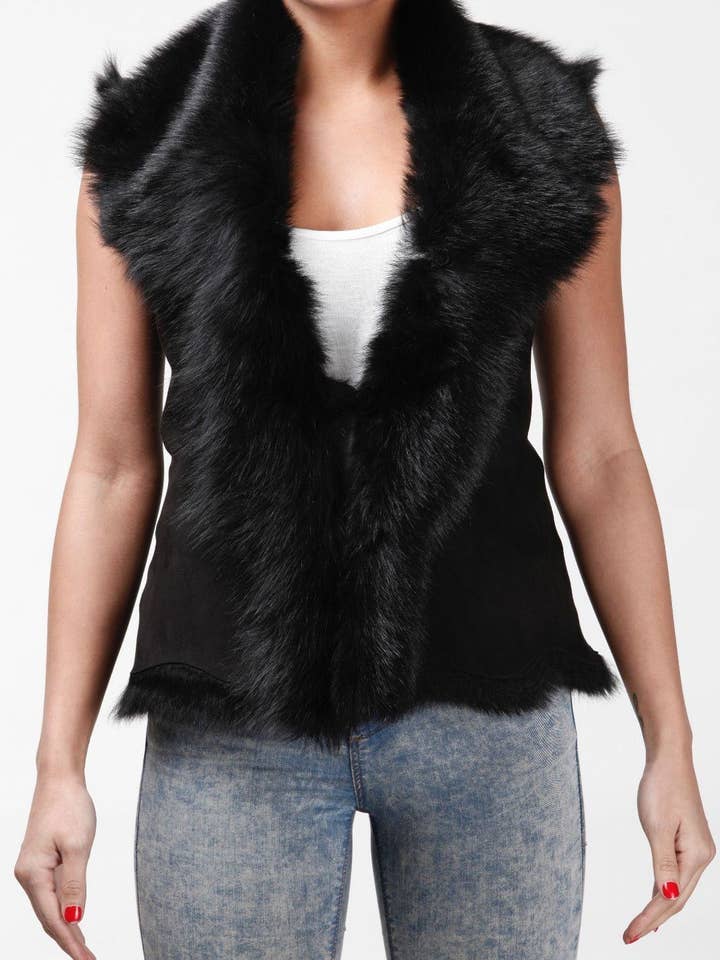 Infinity Leather (Upperclass Fashions Ltd) - Wholesale Outerwear Vest - Women's - Women's Toscana Sheepskin Short Gilet-Denver