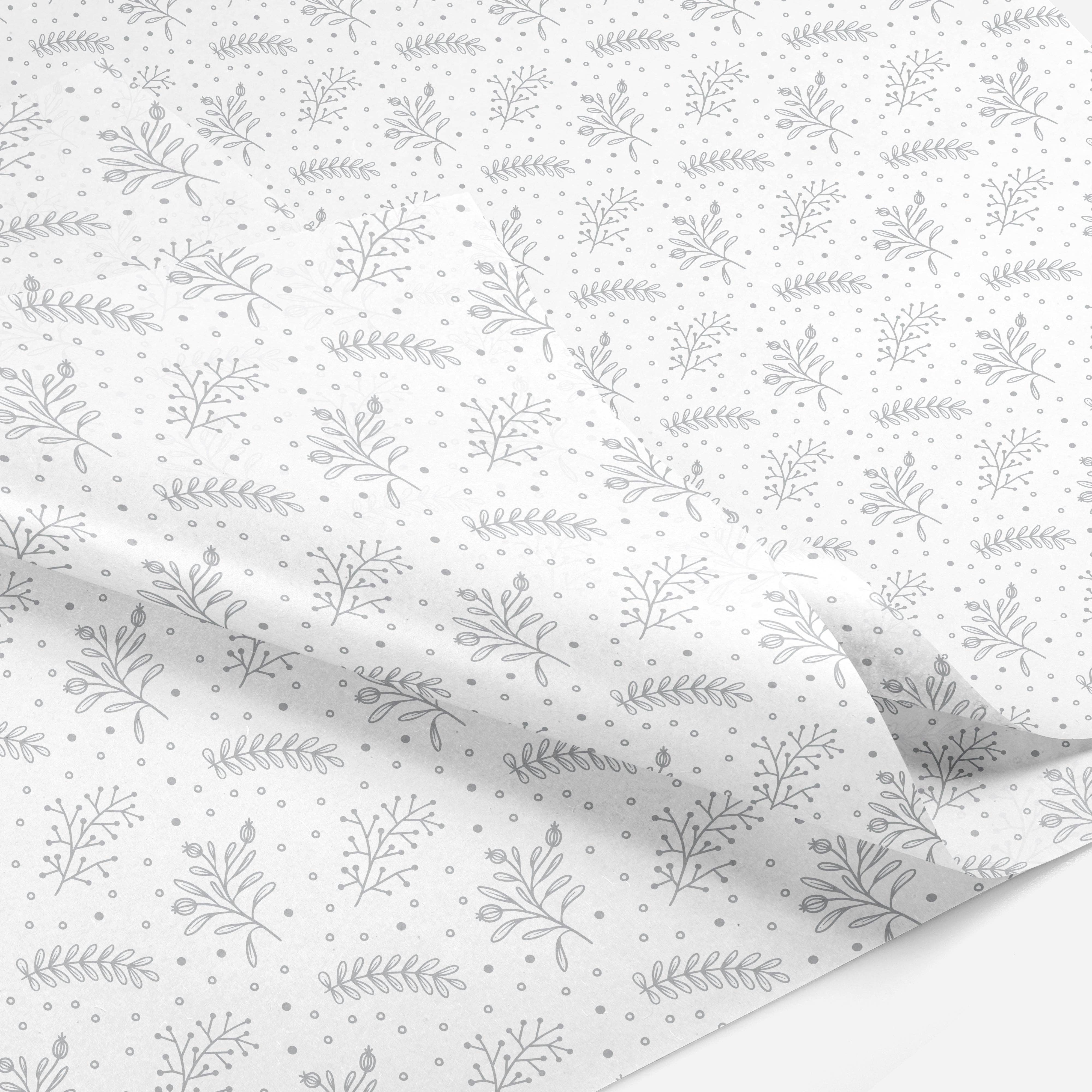 Papergem - Wholesale Tissue Paper - "Silvery Winter Florals" Tissue Paper2