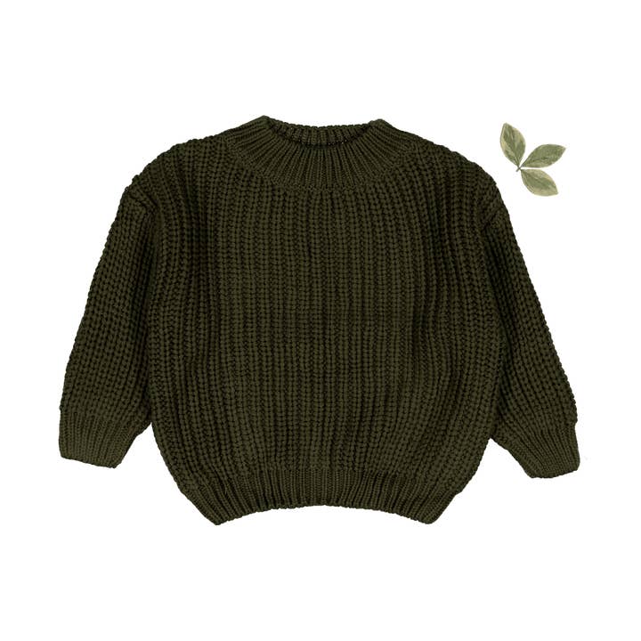 The Chunky Knit Sweater - Moss para venta al por mayor de Lovely Littles