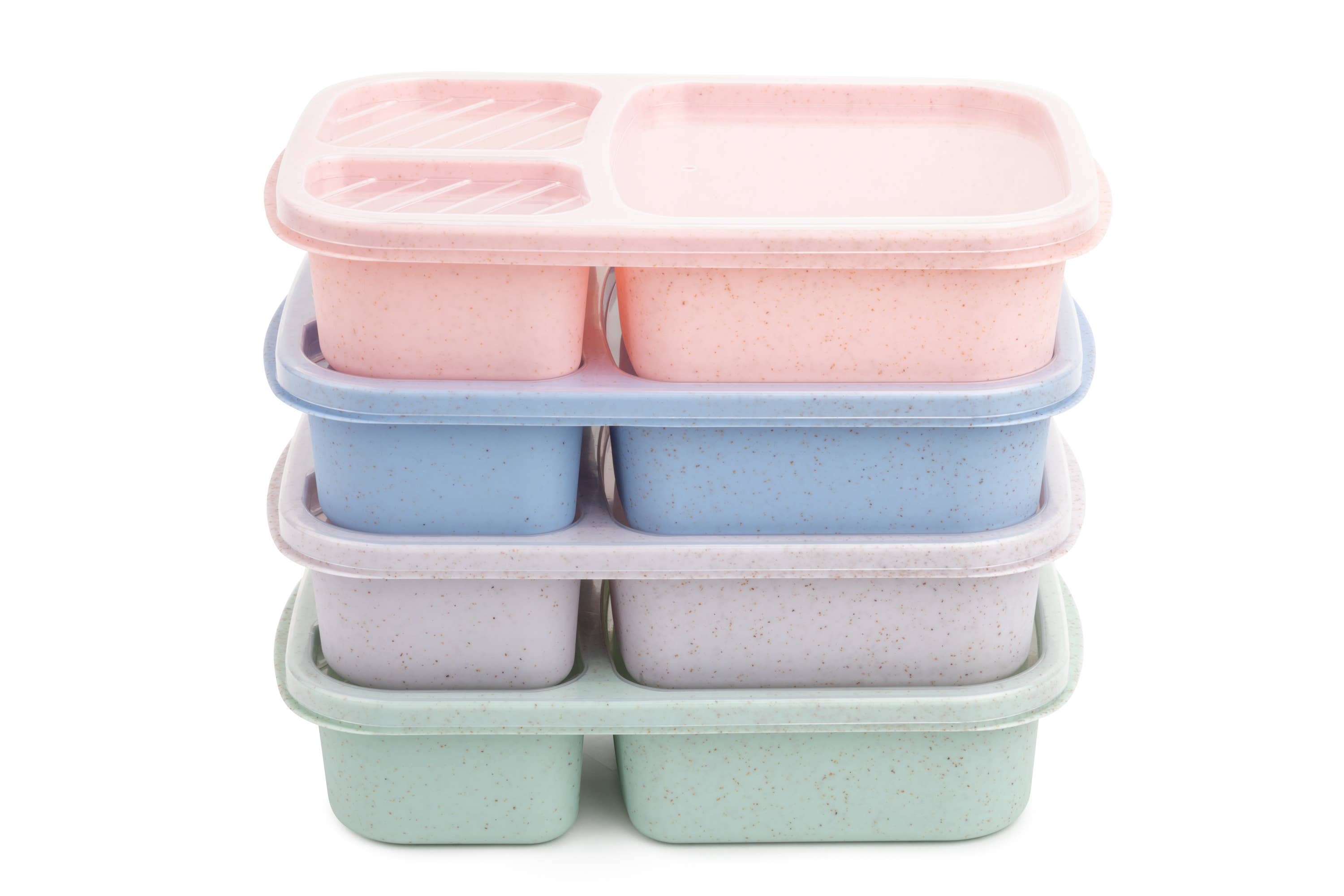Core Home - Wholesale Food Storage Container - Set of 4 3-Section Kids Meal Prep Containers - Pastel