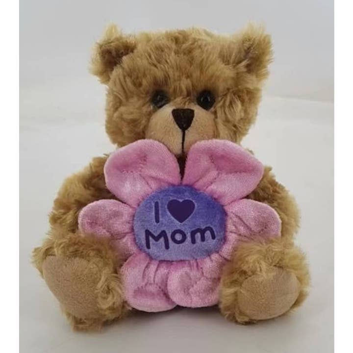 Plushland - Wholesale Stuffed/Plush Toy - Kids & Baby - 6" Bear Holding a Flower | Mother’s Day Bear Gift for Mom6