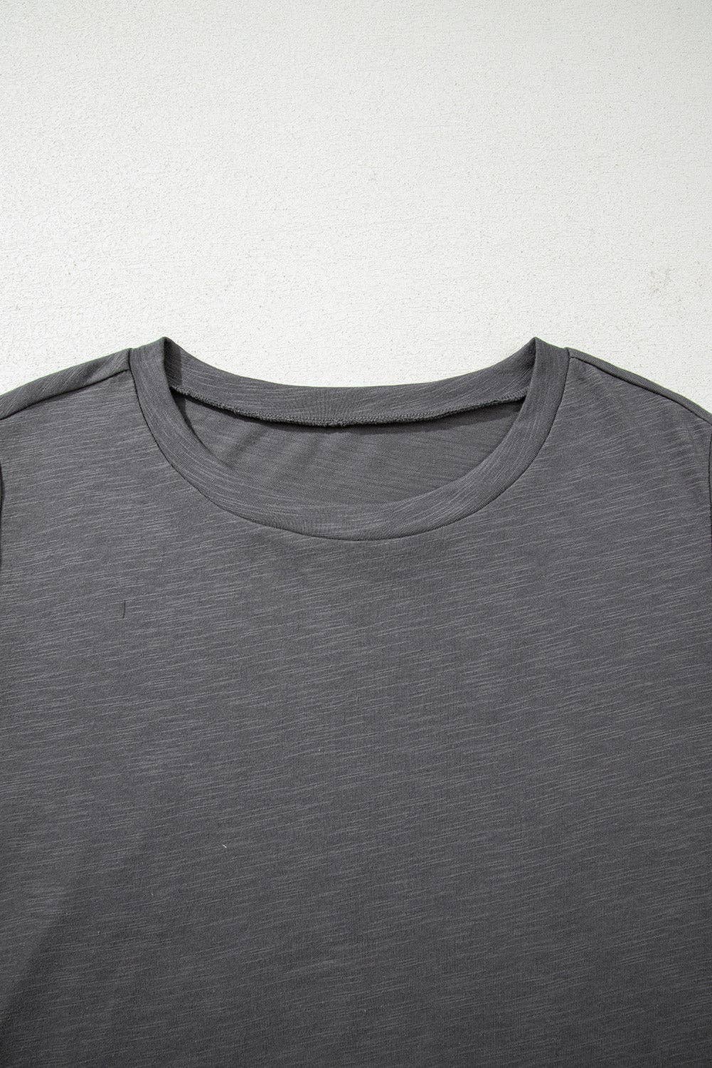 Dark Grey Plus Size Solid Layered Ruffle Short Sleeve Top for wholesale on Faire3