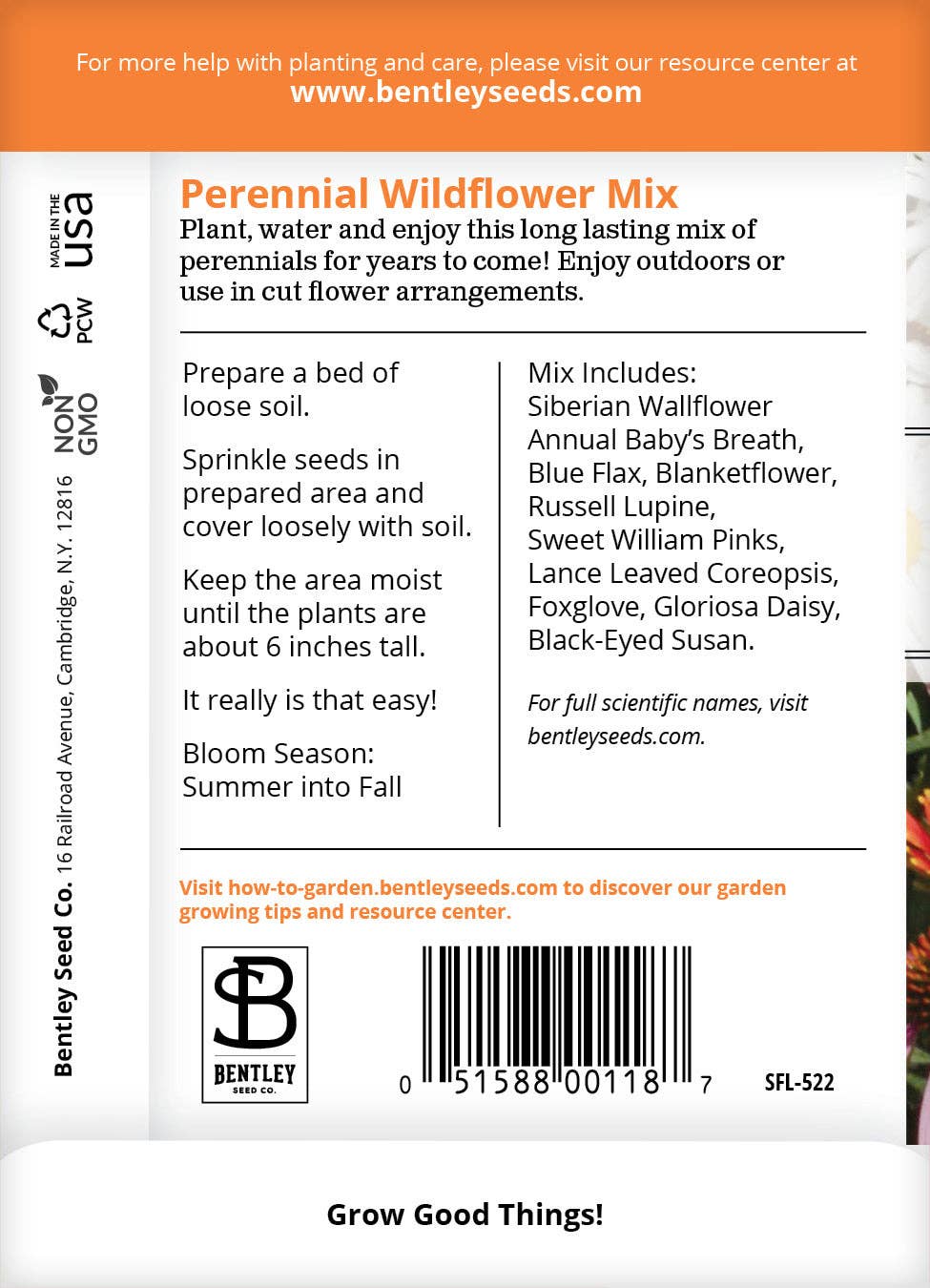 Bentley Seed Co. - Wholesale Plant Seeds - Wildflower, Perennial Wildflower Mix Seed Packets1