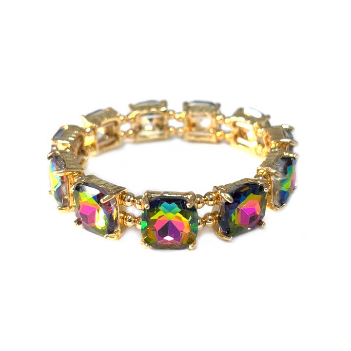 StarryNYC – Pulseira com pendente por atacado – Almofada Cut Glass Cristal Ligado Pulseira Stretch15