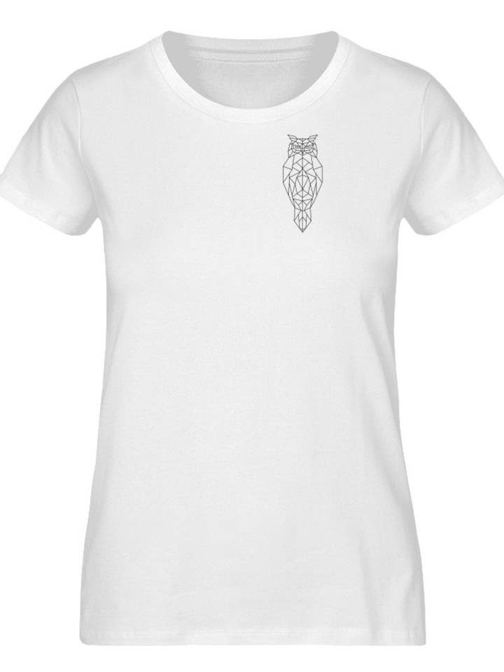 Owl Polygon - camisa orgânica premium feminina por atacado de Uwaldu