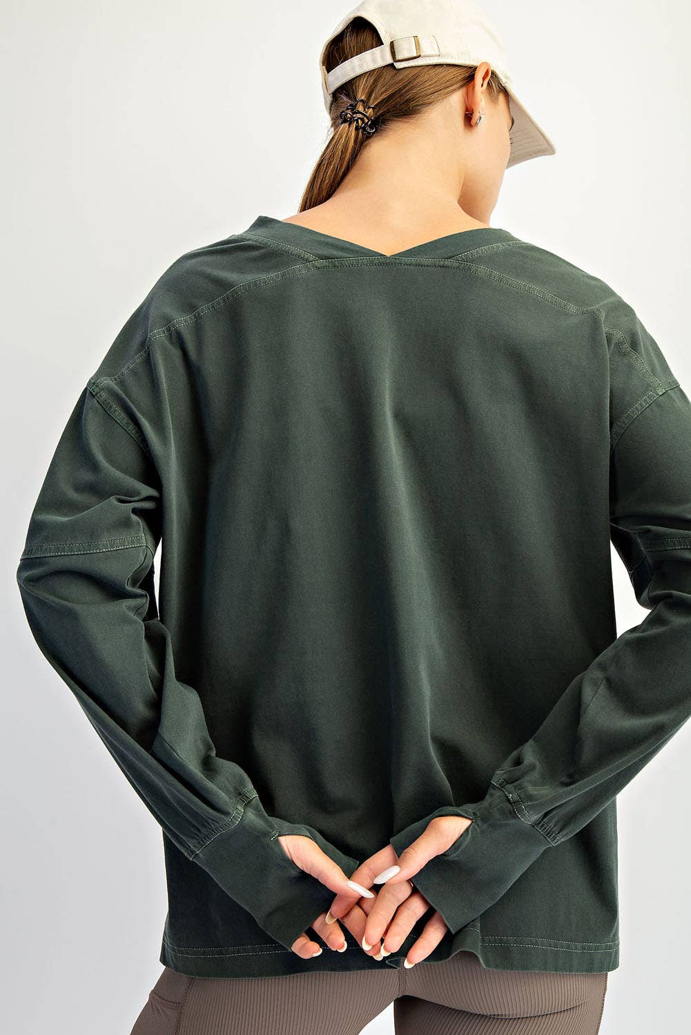 Rae Mode - Wholesale Lounge Top - Women's - PIGMENT WASHED COTTON V-NECK TOP9