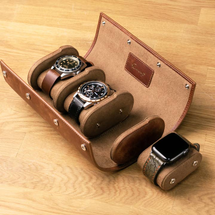 Roarcraft læderur-etui til rejse - trippelt ur-etui for engroshandel hos Roarcraft