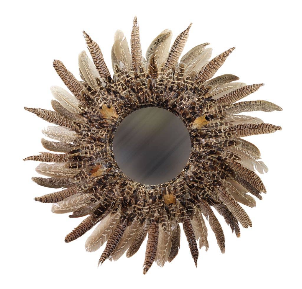 Zucker Feather Products - Wholesale Wall Mirror - Pheasant Feather Decorative Wall Mirror0