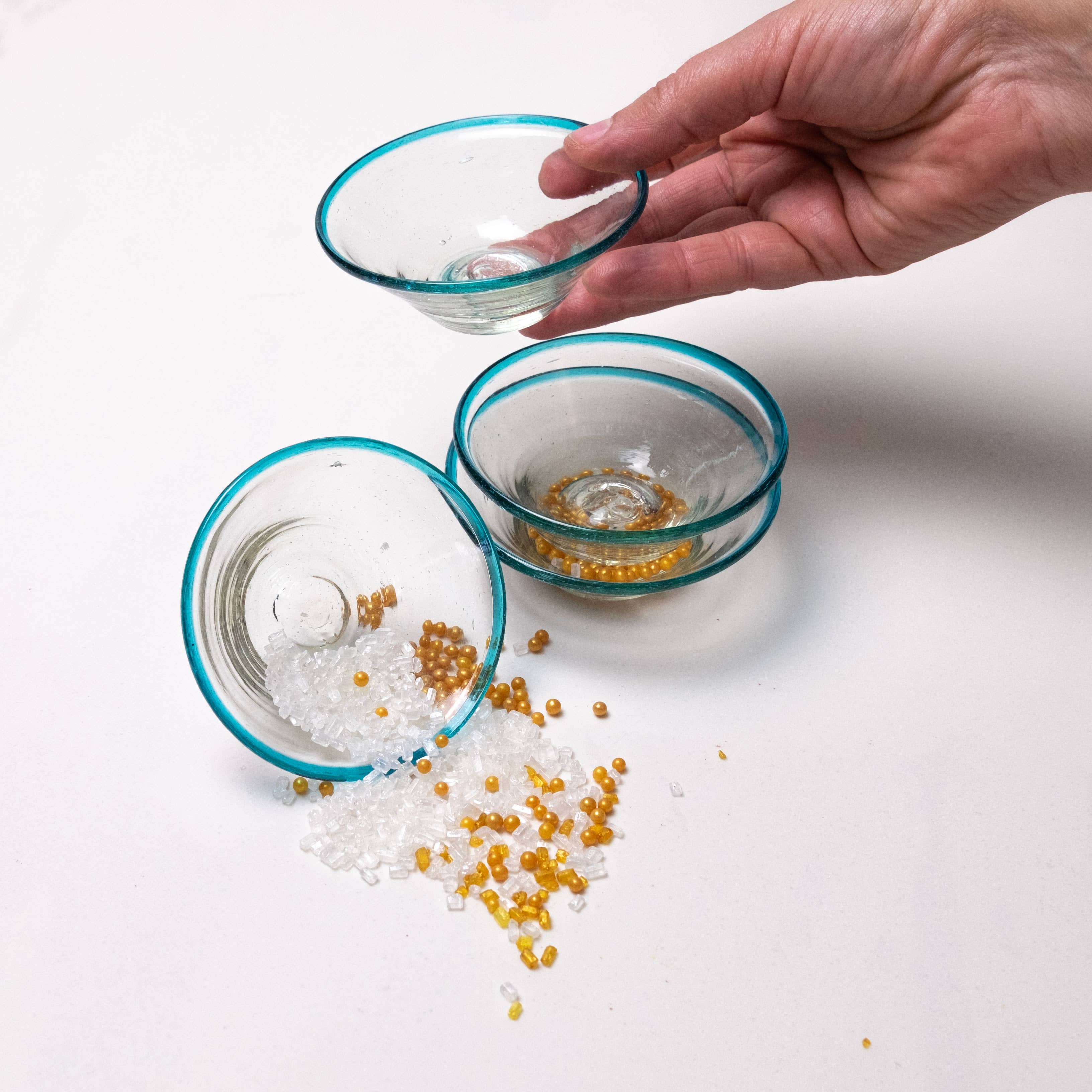 Sobremesa - Wholesale Condiment/Dip Bowl - Aqua Rim Tiny Bowl, Spice Bowl, Pinch Bowl 4