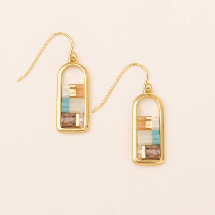 Good Karma Miyuki Frame Earring - Mint/Peach/Gold for wholesale by Scout Curated Wears