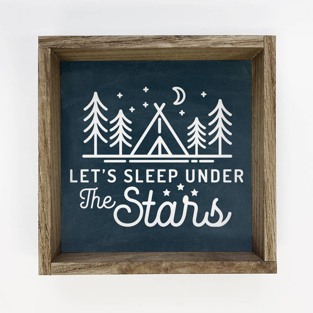 Hangout Home - Wholesale Sign - Lets Sleep Under the Stars - Wood Framed Canvas Word Sign0