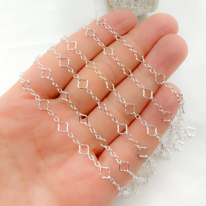 Jewels & Chains – Großhandel Gliederhalskette – V251SS. Sterlingsilber-Kleeblatt-Gliederkette3