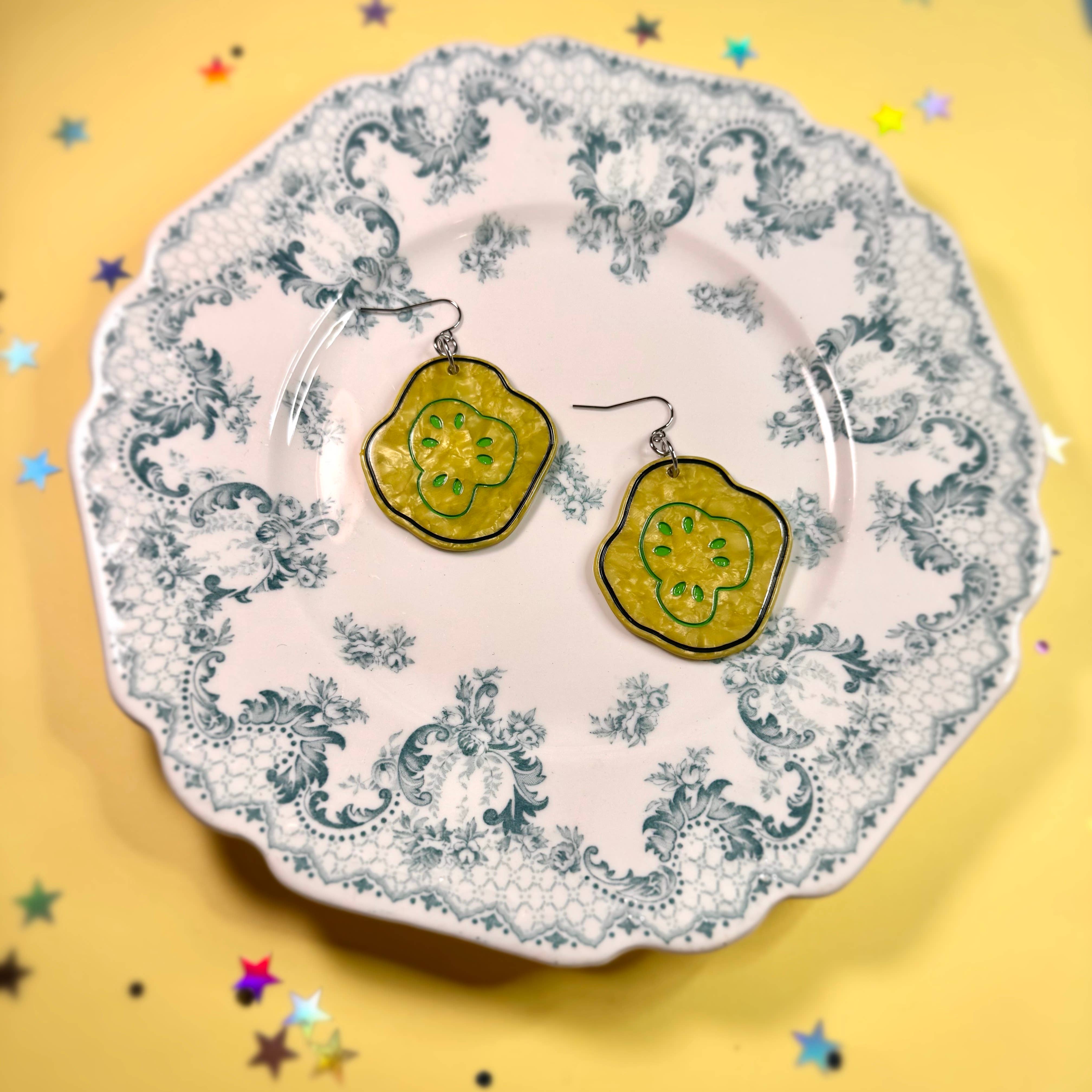 Peach Beast - Wholesale Dangle Earrings - Pickle Chip Statement Earrings6