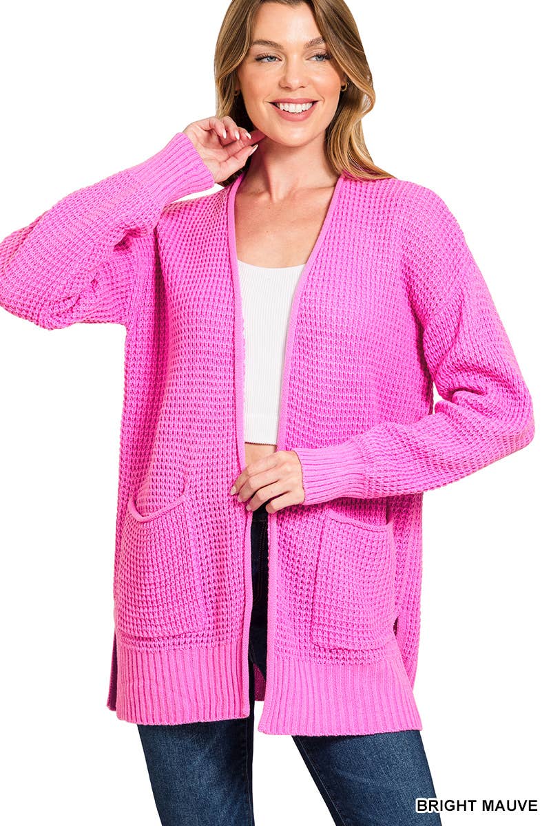 Vanilla Monkey – wholesale Cardigan – Women’s – Low Gauge Waffle Open Cardigan Sweater6