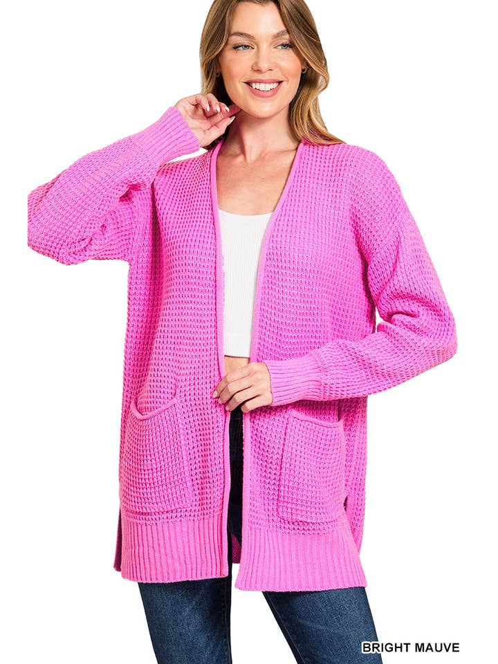 Vanilla Monkey – wholesale Cardigan – Women’s – Low Gauge Waffle Open Cardigan Sweater6