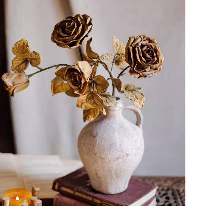 Rustic Reach - Wholesale Artificial Flowers - French Dried Look Faux Rose Stem 26" Tall6