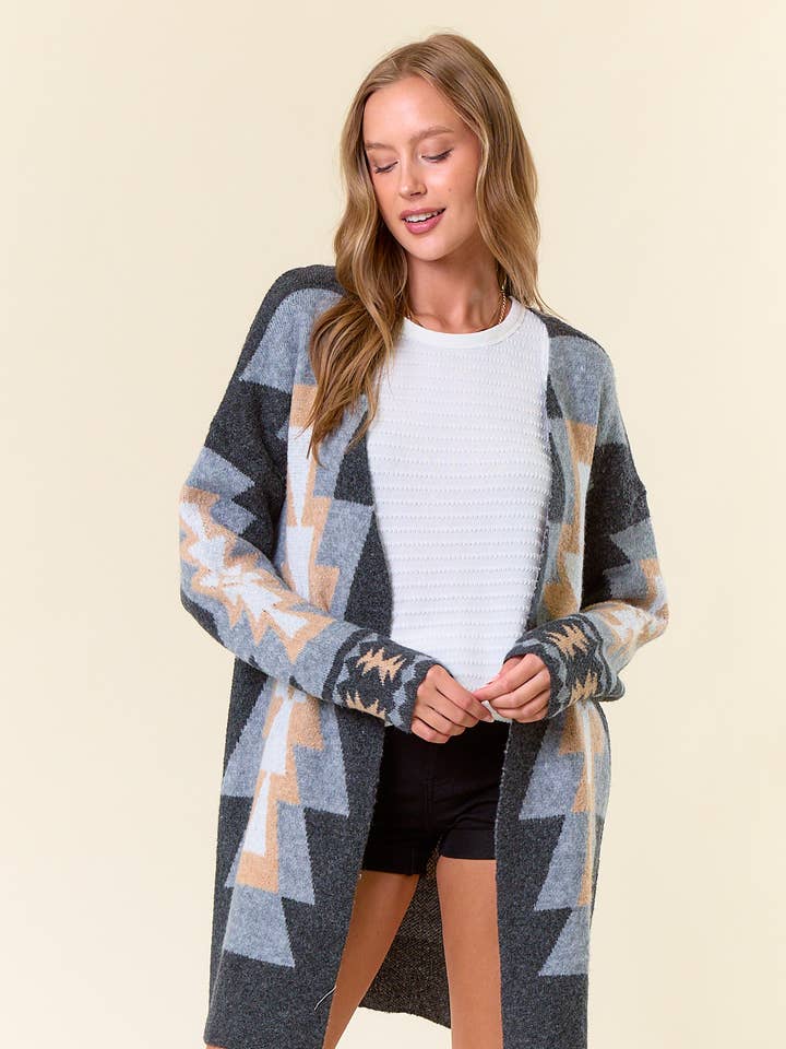 AZTEC SWEATER CARDIGAN - 10245J for engroshandel hos Doe and Rae