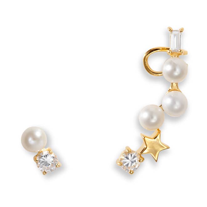 Pearl And Star Earrings for wholesale by Gold Philosophy
