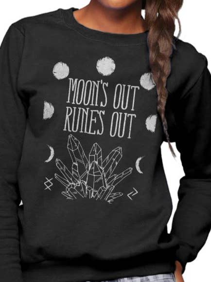 Moon"s Out Runer Ud Unisex Sweatshirt for engroshandel hos Boredwalk
