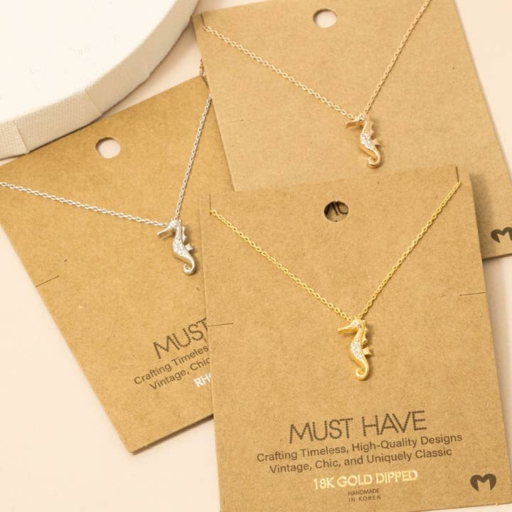 Mini Sea Horse Pendant Necklace for wholesale by Fame Accessories