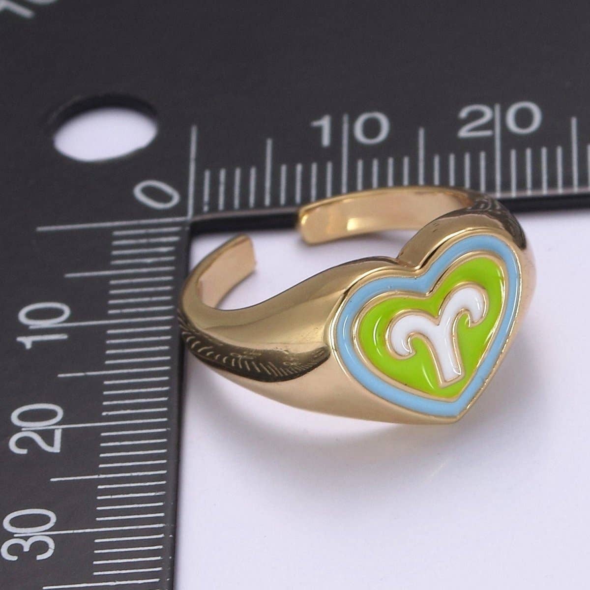 Aim Eternal - Wholesale Signet Ring - Y2K Signet Zodiac Ring Constellation Sign Enamel Gold Ring, Astrology Sign Horoscope Ring Birthday Personalized Fun Gift S-489-S-50013