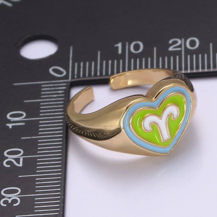 Aim Eternal - Wholesale Zegelring - Y2K Zegel Zodiac Ring Sterrenbeeld Emaille Gouden Ring, Astrologie Teken Horoscoop Ring Verjaardag Gepersonaliseerd Leuk Cadeau S-489-S-50013