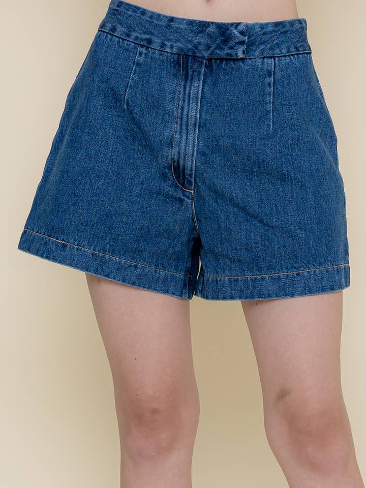 RETRO VINTAGE CONTRAST STITCHING DENIM JEAN SHORTS-PI6655FO for wholesale by Fore Collection