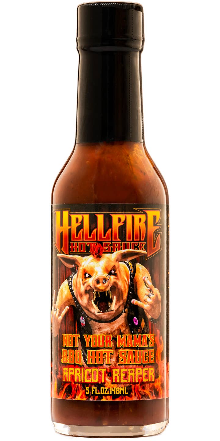Hellfire Hot Sauce Inc – Großhandel Scharfe Soße – Hellfire Not Your Mama's BBQ Hot Sauce Apricot Reaper 148 ml0