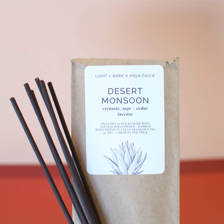 Hand-Dipped Arizona Incense - Desert Monsoon Rain Scent for wholesale by Light + Bark Candle Co.