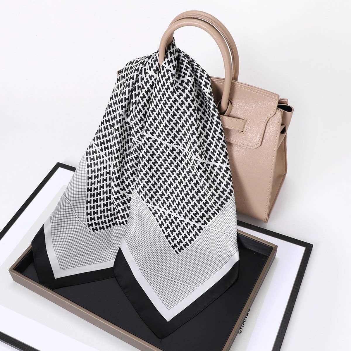 ACCITY - Wholesale Scarf - Women's - Vintage Letter Print Satin Square Scarf for Women_CWASC080917