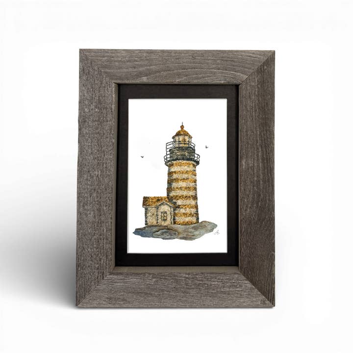 Lighthouse 5x7 Print – Maine Made Repurposed Wood Frame for wholesale by Coastal art co.