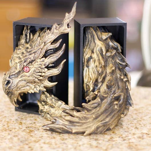 Inferno Dragon Book Nook Sculpture | Fantasy Bookshelf for wholesale by Modern Wood Cases