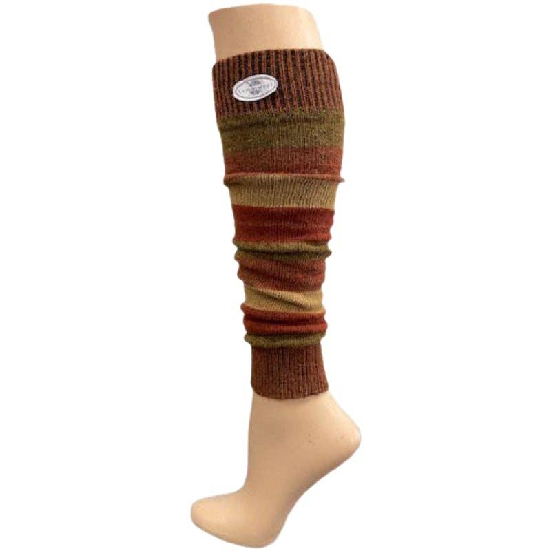 Sierra Socks - Wholesale Legwarmers - Women's - Girl's Stripe Lambswool Knee Hi Leg Warmers W4247