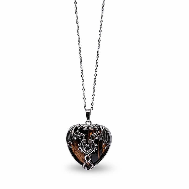 Arômes & Évasions - Wholesale Pendant/Charm Necklace - Necklace - Mystic Dragon Heart - Tiger Eye1