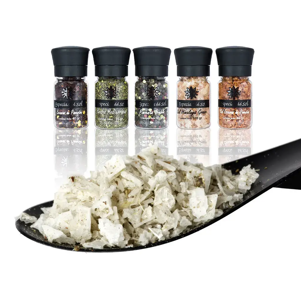 Especias del Sol - Wholesale Salt - MEDITERRANEAN SALT [in Flakes] [MPN] PET Grinder / 35g0