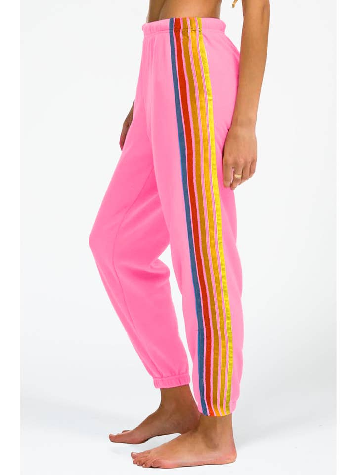 Pink Stripe High Waist Sweatpants for wholesale on Faire