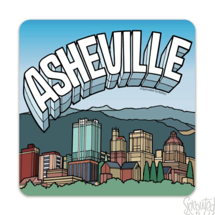 Asheville Sticker - City Skyline Travel NC North Carolina for wholesale by Sprouted Scribbles