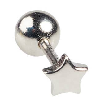 Pendientes con forma de barra Tiny Star, color plateado para venta al por mayor de Cartilage Cartel Ltd