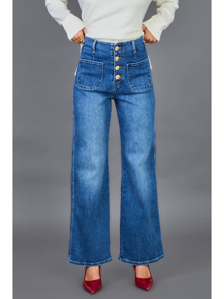 ANA & LUCY - Wholesale Jeans - Women's - Wide-Leg Jeans (Button Closure) "Audrey" - ANA & LUCY22
