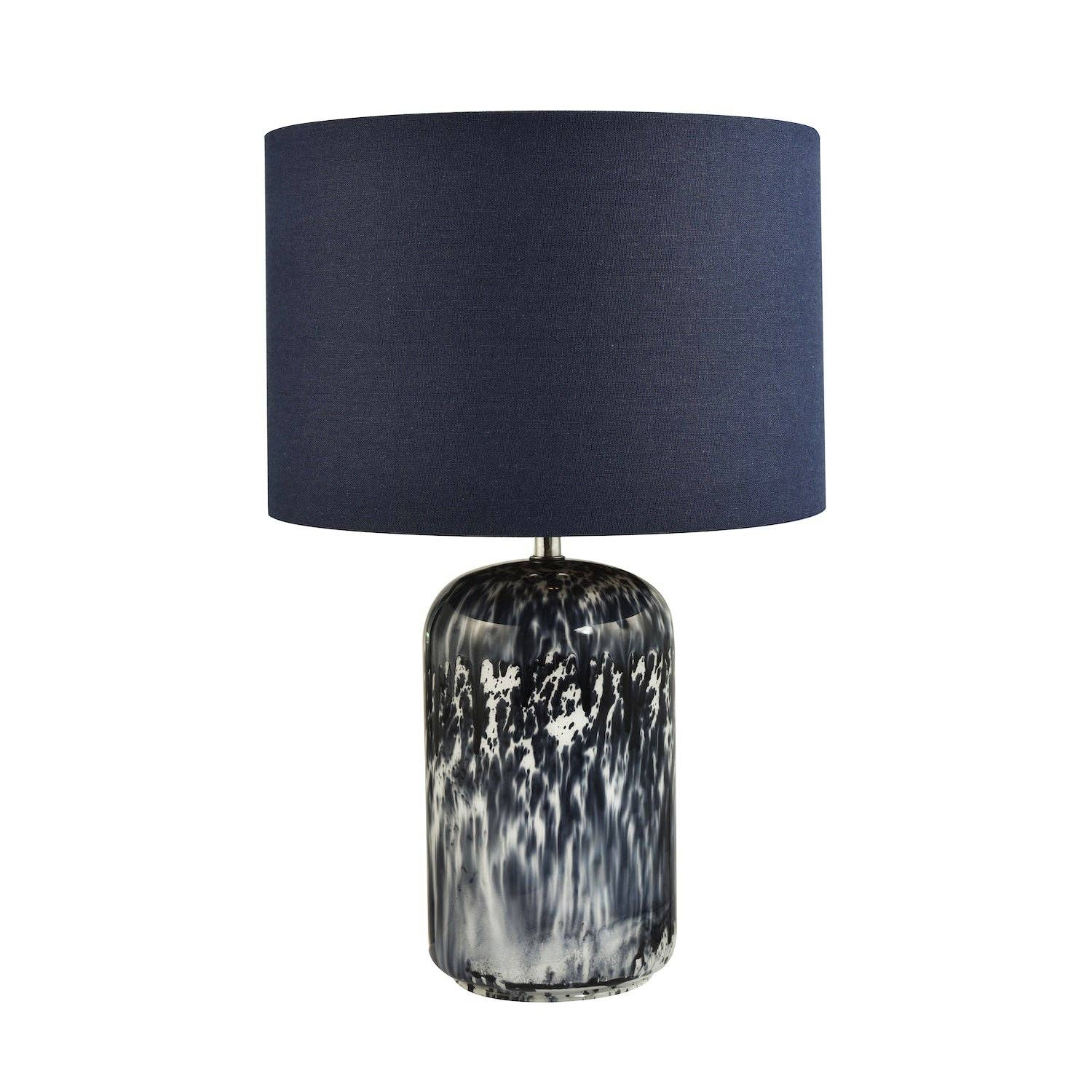 Happy Homewares – wholesale Accent/desk lamp – Modern Navy Blue and Smoked Grey Marble Snowflake Glass Table Lamp with Shade3